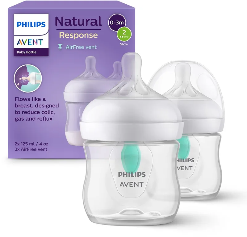 Natural Response babyfles – Antikoliek – 2 stuks – 125ml – flow 2 – SCY670/02 van Philips Avent in Transparant – productfoto