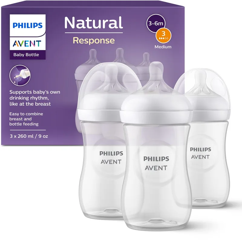Natural Response Babyflessen 260ml – Flow 3- 3 flessen - SCY903/03 de Philips Avent en Transparant – photo produit