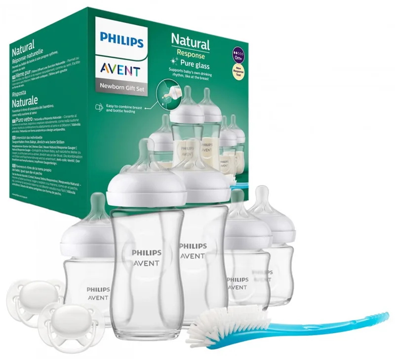 Natural Response – Glazen Cadeauset – 5 Flessen + 2 Fopspenen + Flessenborstel - SCD879/11 by Philips Avent in Multicolor – product photo