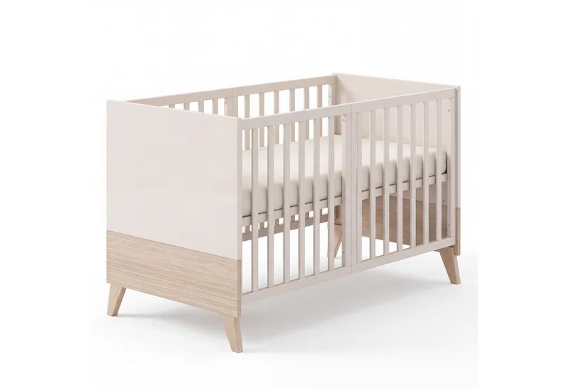 Babybett 70 x 140 cm - verschiedene moderne Designs - aus Holz - mitwachsend, praktisches Gitterbett - Baby Bett ab Geburt - höhenverstellbar de roba en Gelb – photo produit
