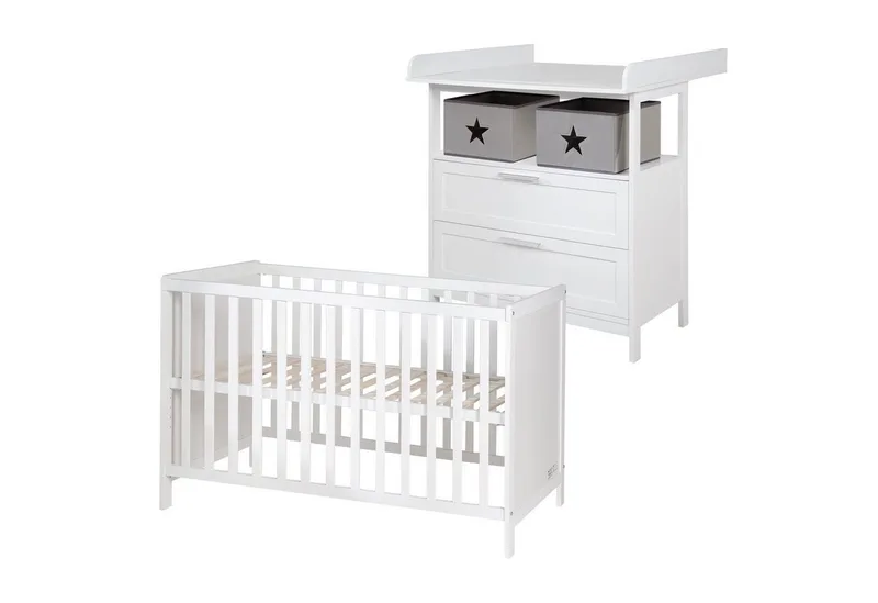 Babymöbel-Set Hamburg 2-teilig, (2-tlg), Beistellbett & schmale Wickelkommode by roba in Weiß – product photo