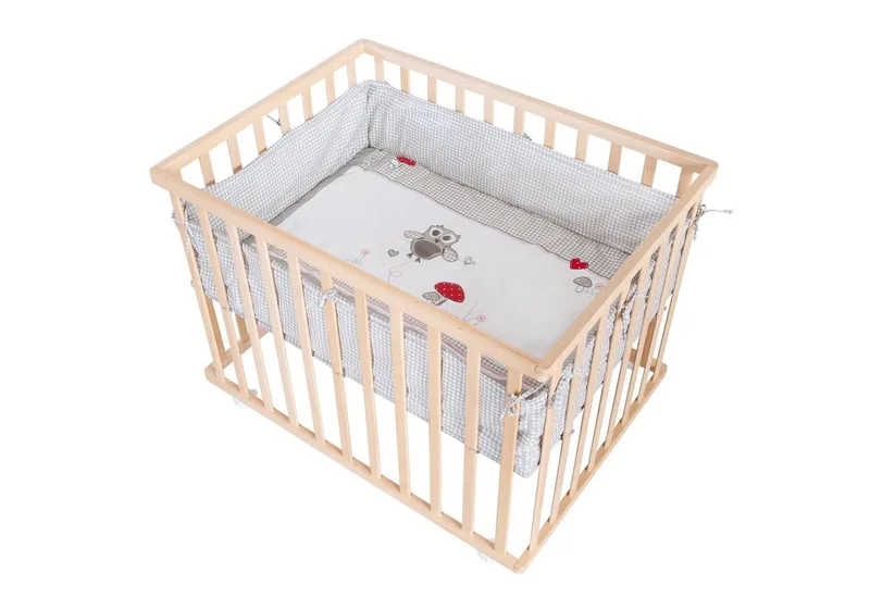 Laufgitter Adam & Eule, 4-eckig, Laufstall, inkl. Schutzeinlage & Rollen, höhenverstellbar by roba in Beige – product photo