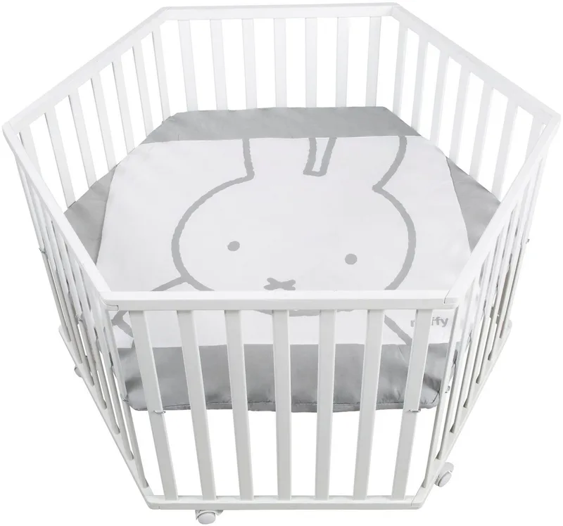 Laufgitter miffy®, 6-eckig, mit Stoffeinlage by roba in Weiß – product photo