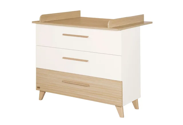 Wickelkommode Theo - Wickelkommode aus Holz in modernem Design, Wickelhöhe 90,5 cm - Schubladen mit Vollauszug - Ulme