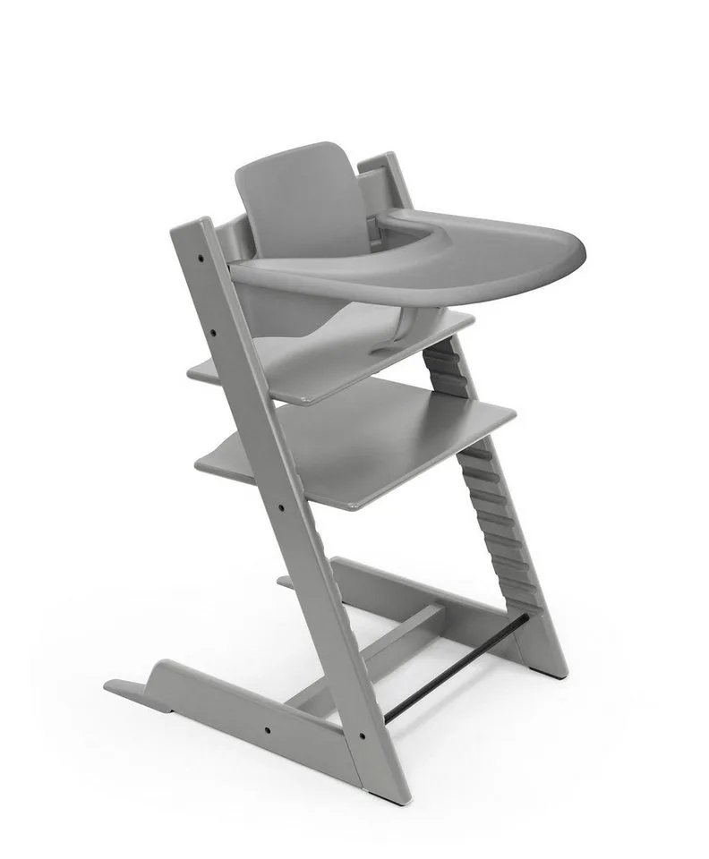 Hochstuhl Tripp Trapp Hochstuhl mit Baby set und Stokke Tray, für Kinder im Alter von 6-36 Monaten van Stokke in Grau – productfoto