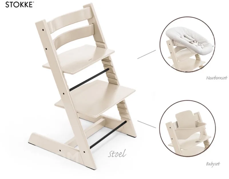 Tripp Trapp Kinderstoel - Bundel: Kinderstoel met Babyset en Newbornset van Stokke in Vanilla White – productfoto