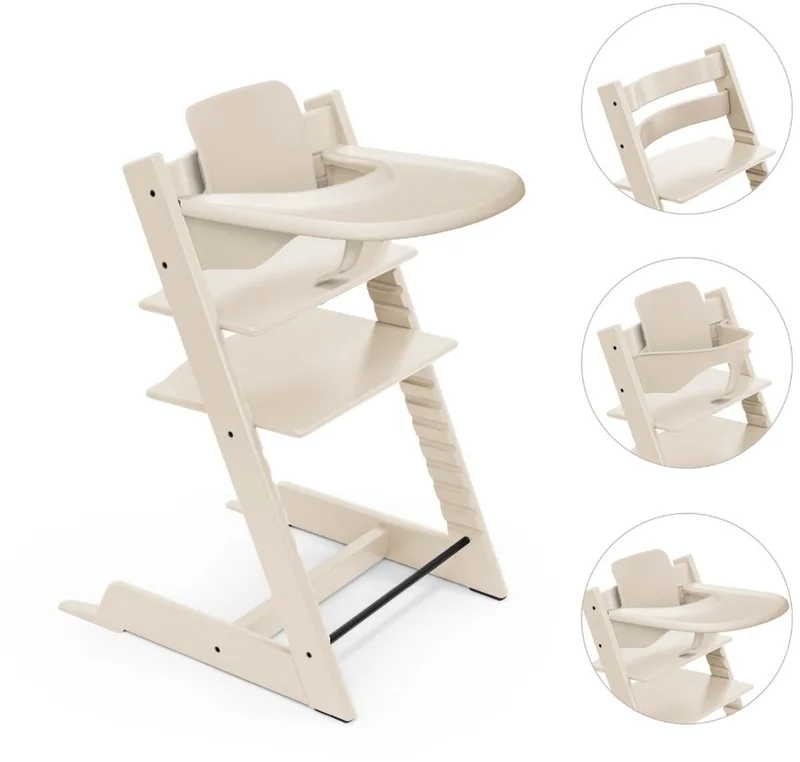 Tripp Trapp meegroeiende baby- en kinderstoel (Vanilla Wit) met Stokke Tray (Vanilla Wit) van Stokke in Wit – productfoto