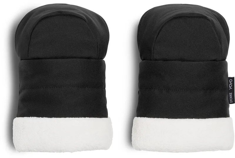 YOYO wanten - Sherpa-voering, waterafstotende stof - Gemakkelijk aan de YOYO-kinderwagen te bevestigen met klittenbandsluiting - Machinewasbaar op 30°C van Stokke in Black – productfoto