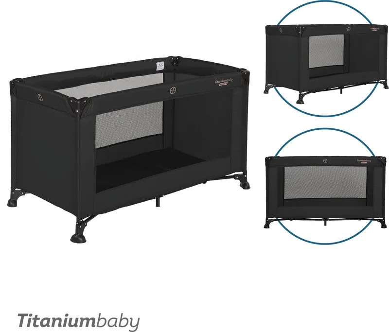 Campingbed SMART Jordan 60x120 cm inclusief Draagtas de Titanium Baby en Black – photo produit