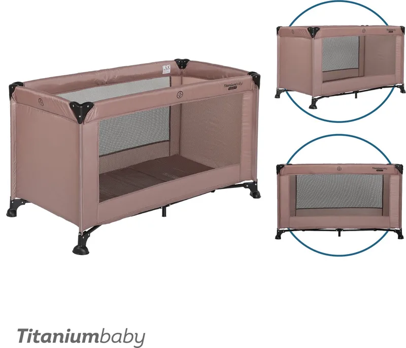 Campingbed SMART Jordan 60x120 cm inclusief Draagtas de Titanium Baby en Taupe – photo produit
