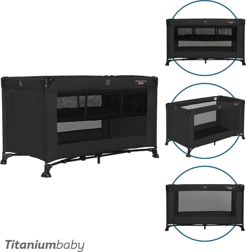 Campingbed SMART Jordan met verhoger 60x120 cm inclusief draagtas by Titanium Baby in Black – product photo