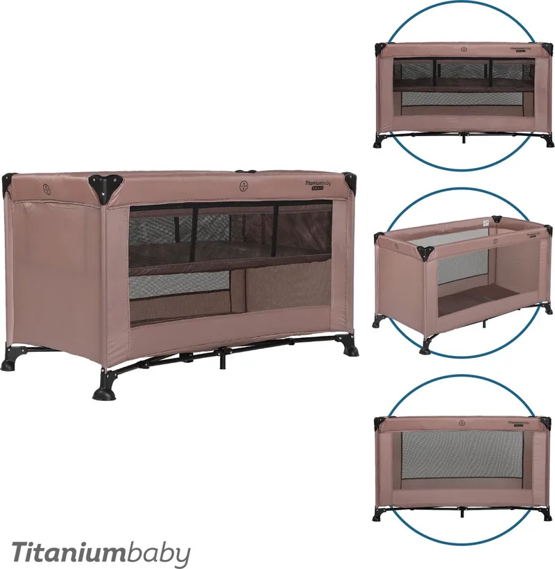 Campingbed SMART Jordan met verhoger 60x120 inclusief draagtas by Titanium Baby in Taupe – product photo