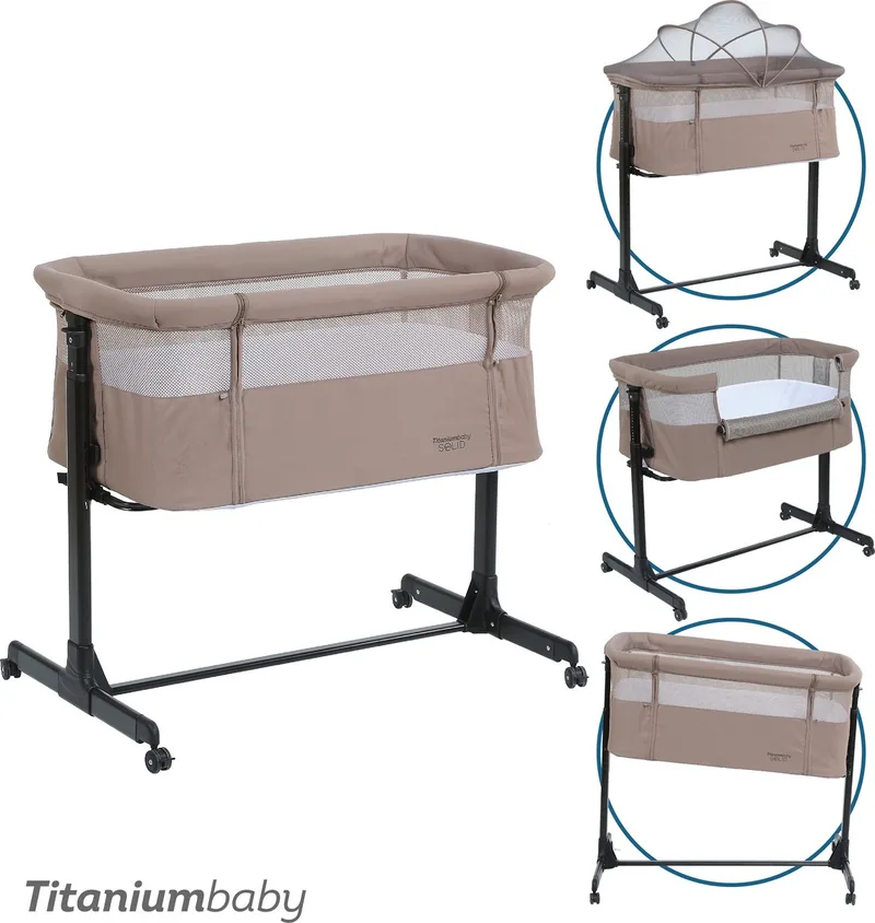 Co-Sleeper Solid Milan Lush | Dichterbij dan ooit |Slaap in stijl met onze nieuwe co-sleeper by Titanium Baby in Taupe – product photo