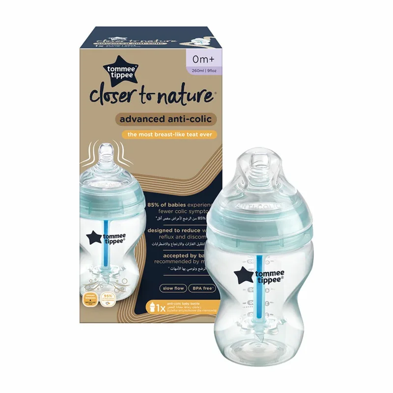 Closer to Nature Anti-Colic Zuigfles - 3 x 260 ml - Voordeelverpakking by Tommee Tippee in Transparant – product photo