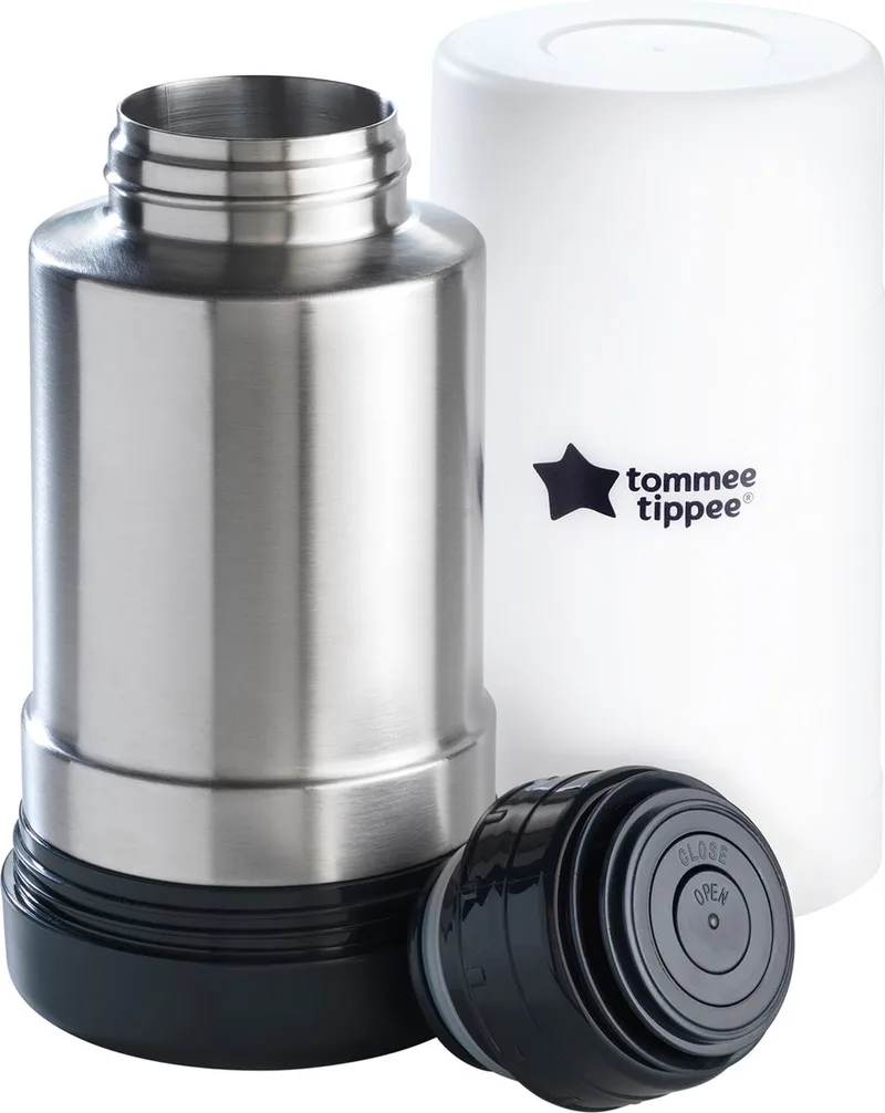Closer to Nature - draagbare flessen en voedselverwarmer - ideaal voor op reis - thermisch geïsoleerd - roestvrij staal met lekvrij deksel by Tommee Tippee in Grey – product photo