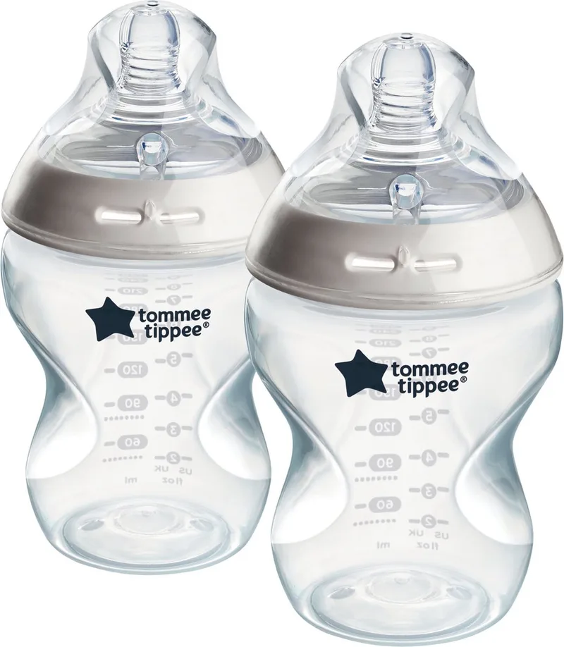 Natural Start Babyflessen - set van 2 x 260ml baby flessen - Lage toevoersnelheid 0m+ de Tommee Tippee en Doorzichtig – photo produit