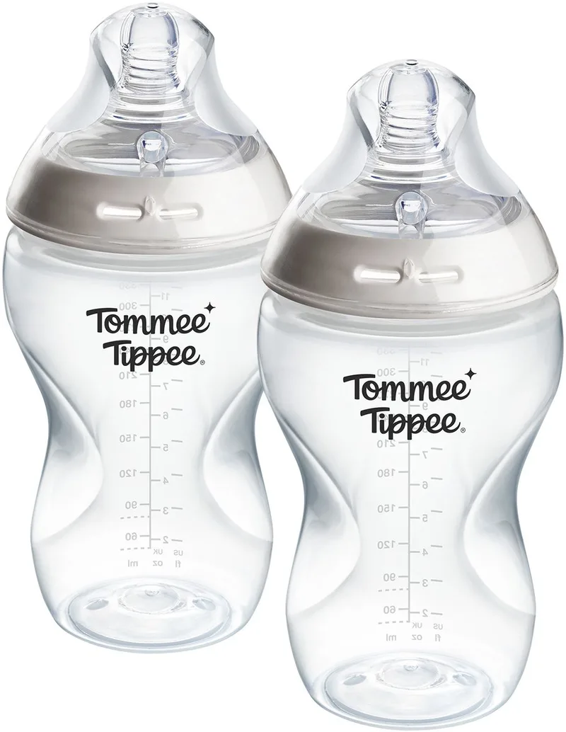 Natural Start Babyflessen - set van 2 x 340ml baby flessen - Medium toevoersnelheid - 3m+ van Tommee Tippee in Doorzichtig – productfoto