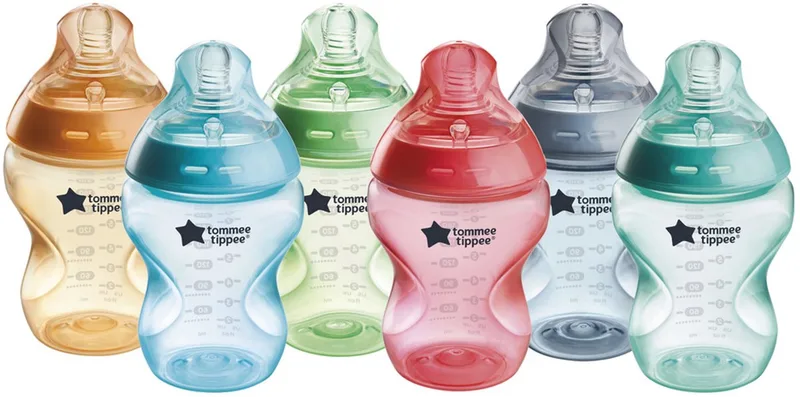 Natural Start Babyflessen, set van 6 x 260ml baby flessen - Lage toevoersnelheid 0m+ - kleurrijk van Tommee Tippee in Multi kleurrijk – productfoto
