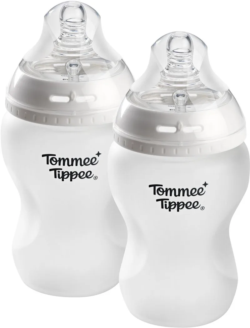 Natural Start glazen Babyflessen met siliconecoating- set van 2 x 250ml baby flessen - lage toevoersnelheid 0m+ van Tommee Tippee in Doorzichtig – productfoto