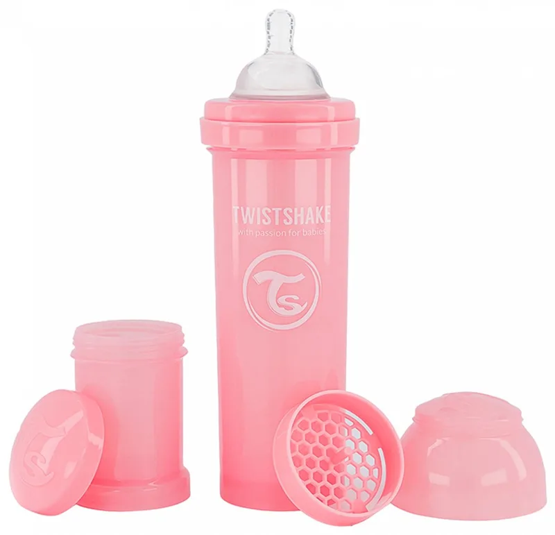 Babyfles 330ml Pastel Pink van Twistshake in Roze – productfoto