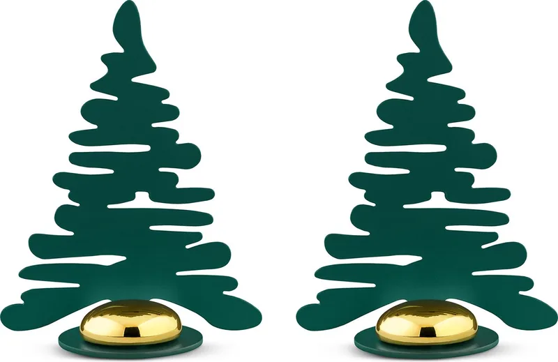 Bark Kerstboom Kerstdecoratie Set Van 2 Groen by Alessi in Donkergroen – product photo