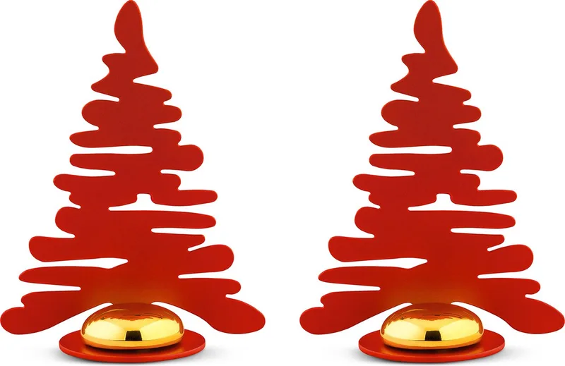 Bark Kerstboom Kerstdecoratie Set Van 2 von Alessi in Rood – Produktfoto