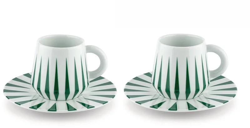 Delight Koffiekopjes met schotel - Set van 2 - Porselein by Alessi in Green – product photo