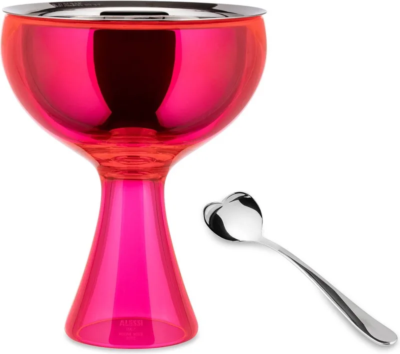 Dessertbord ALESSI Dessertschaal met ijslepel de Alessi en Rose – photo du produit
