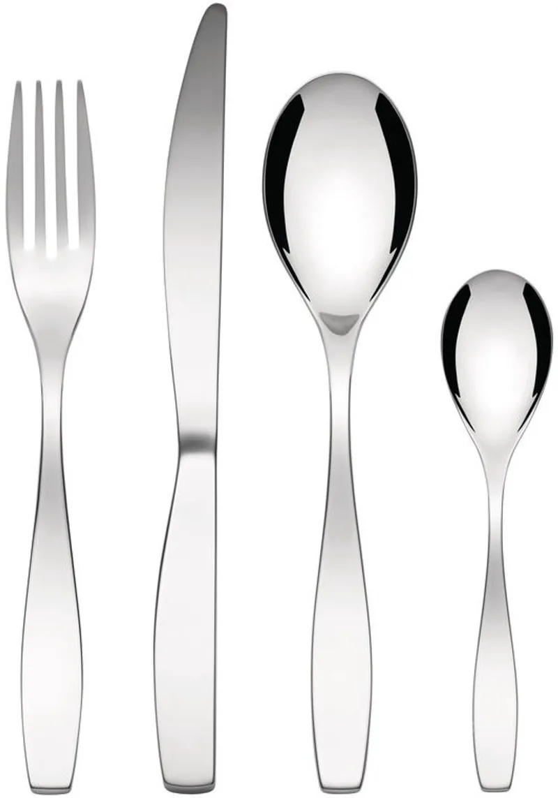Duna - Bestekset - 24 delig / 6 personen - Marco Zanuso van Alessi in Zilver – productfoto