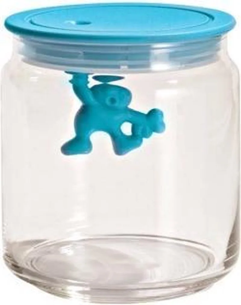 Gianni - Glazen pot met deksel 12 cm från Alessi i Blauw – produktbild