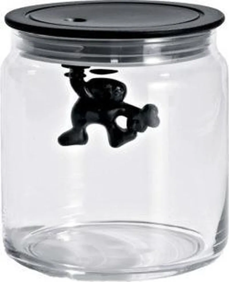 Gianni - Glazen pot met deksel 12 cm by Alessi in Zwart – product photo