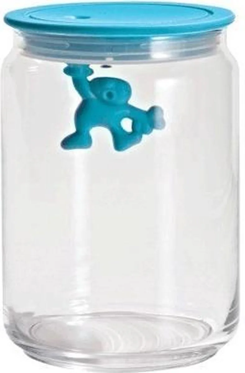 Gianni - Glazen pot met deksel 15 cm från Alessi i Blauw – produktbild