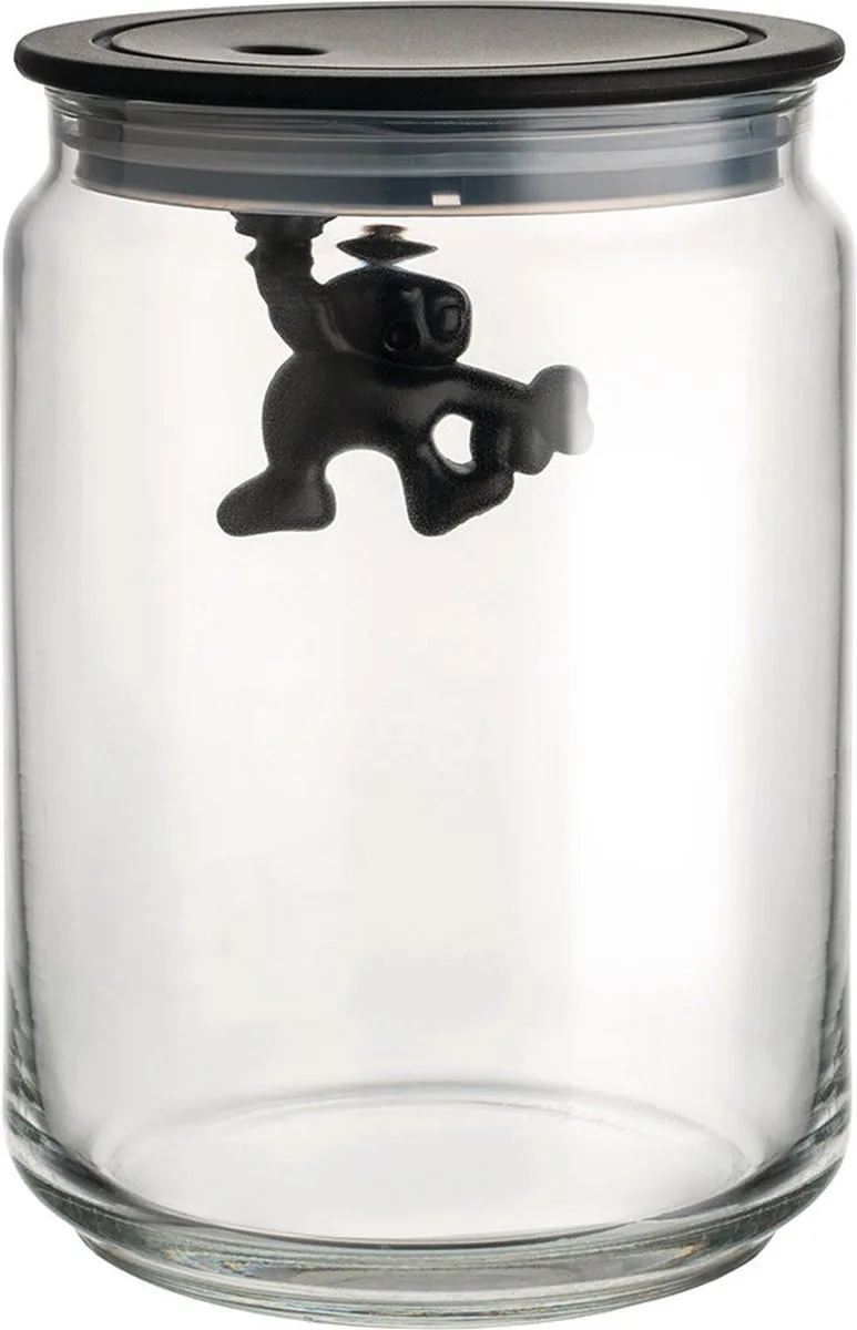 Gianni - Glazen pot met deksel 15 cm by Alessi in Zwart – product photo