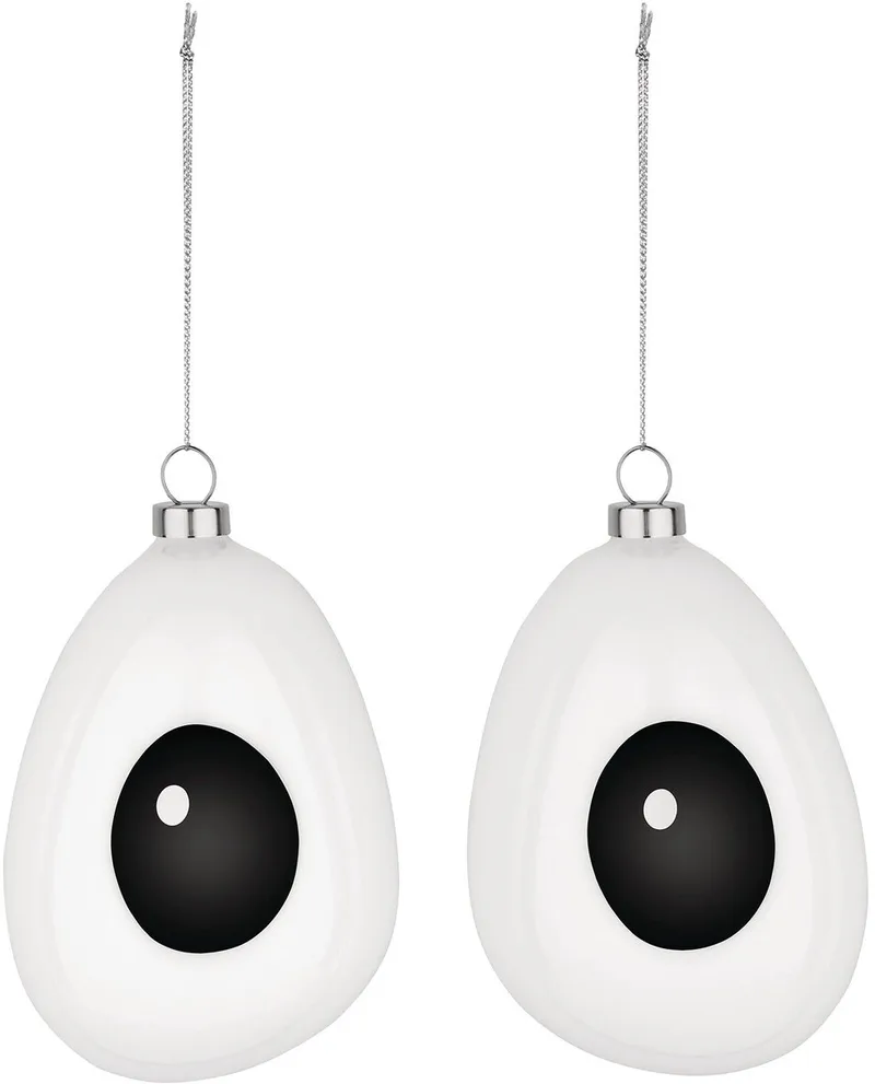 Holly - Kerstbal - Geblazen glas - Handgeschilderd by Alessi in White, Black – product photo