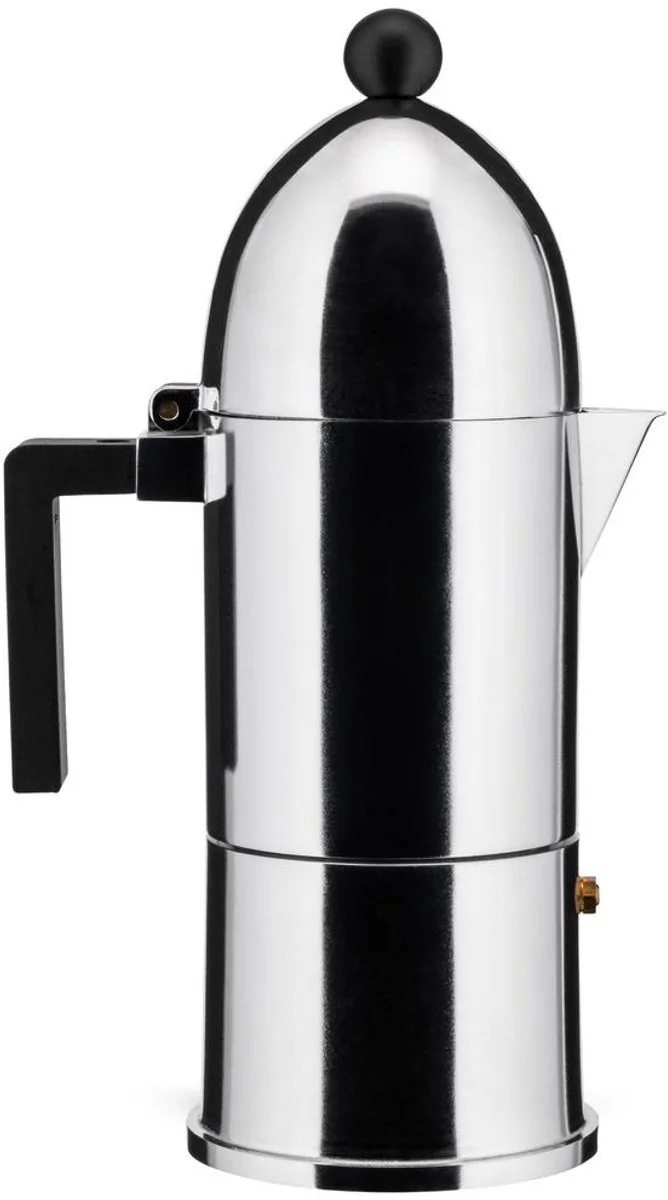 Inductie-Percolator-La-Conica-6-kops-Zwart-Handvat fra Alessi i Gepolijst aluminium – produktbillede