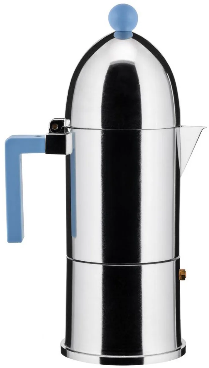 Inductie-Percolator-La-Cupola-6-kops-Blauw-Handvat by Alessi in Gepolijst aluminium – product photo