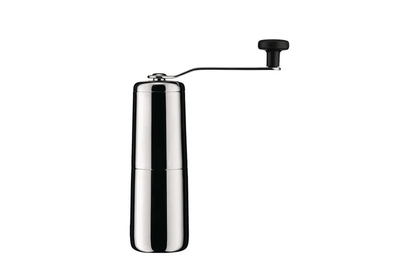 Kaffeemühle Slow Coffee, Keramikmahlwerk, 20 g Bohnenbehälter by Alessi in Silberfarben – product photo