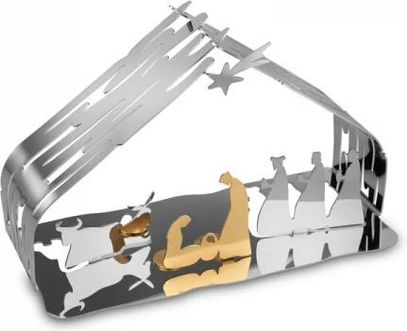 Kerststal Bark - BM09 - RVS - 10 cm - door Michel Boucquillon & Donia Maaoui by Alessi in Silver – product photo