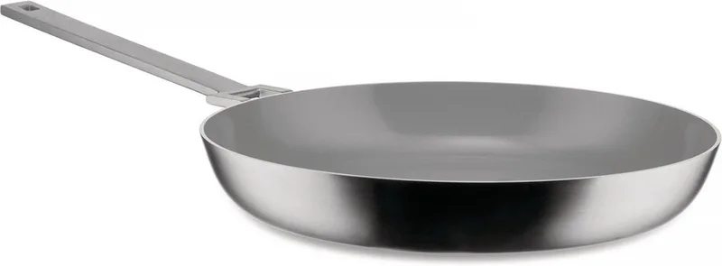Koekenpan Convivio - DC110/28 - ø 28 - keramische anti-aanbaklaag by Alessi in Matgeborsteld RVS – product photo