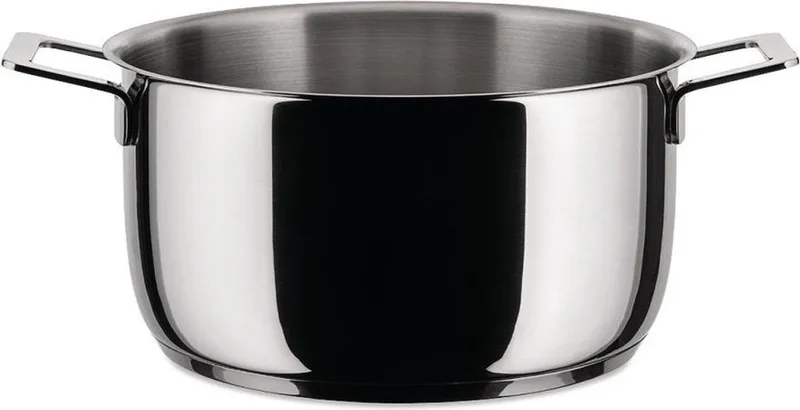 Kookpan Pots&Pans - AJM101/24 - ø 24 cm / 5.5 Liter - door Jasper Morrison van Alessi in Zilver – productfoto