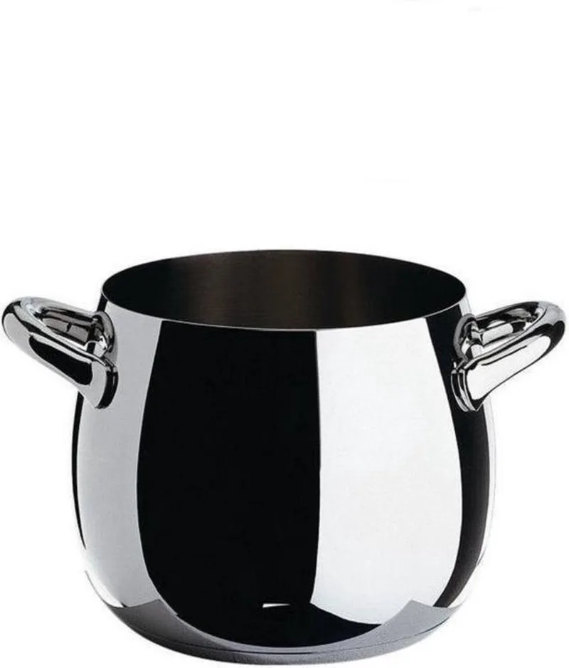 Kookpan / Soeppan Mami - SG100/20 - Ø 22 cm / 5,6 liter - Ontworpen door Stefano Giovannoni - Hoogwaardig RVS - Geschikt voor alle warmtebronnen, inclusief inductie - Vaatwasserbestendig - Tijdloos en Functioneel Design van Alessi in Zilver – productfoto