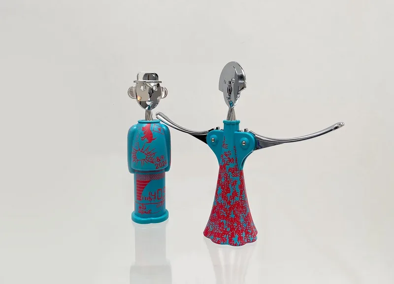 Kurkentrekker-Set-Special-Edition-Liquid-Anna-&-Sandro de Alessi en Blauw-roze – photo du produit