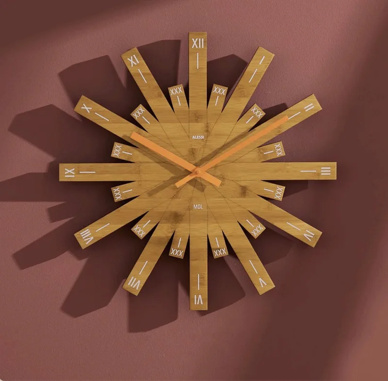 Michele De Lucchi - Raggiante Wandklok by Alessi in Bamboehout – product photo