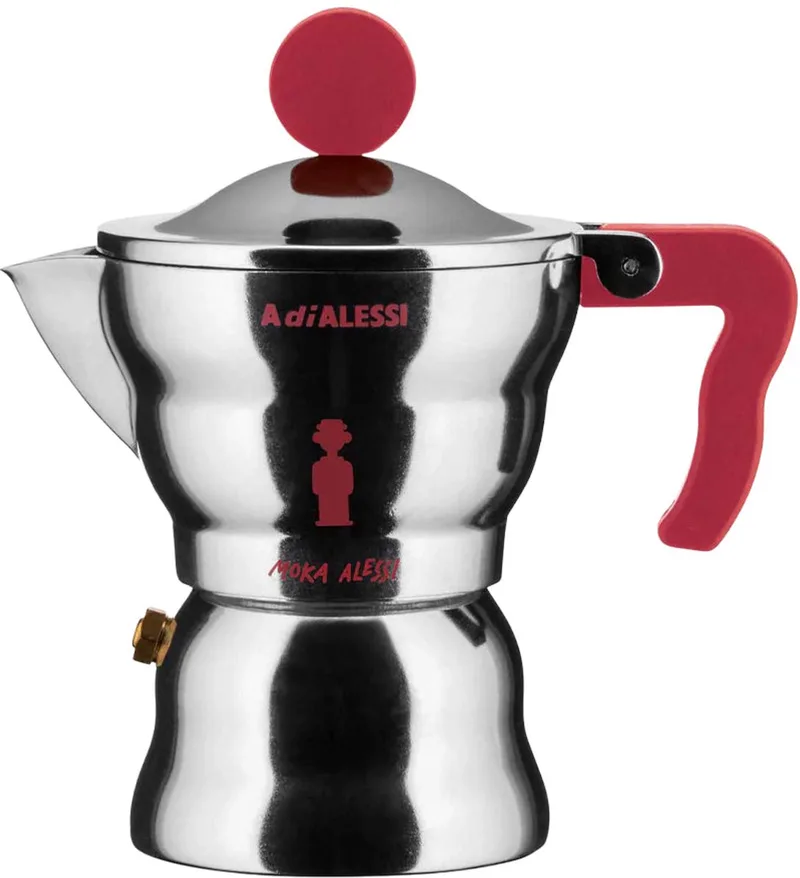Moka Percolator - AAM33/1 R - 1 kops - Aluminium de Alessi en Rood – photo du produit