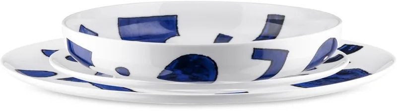 NF08S12 12-delige bordenset, porselein by Alessi in Wit, Blauw – product photo