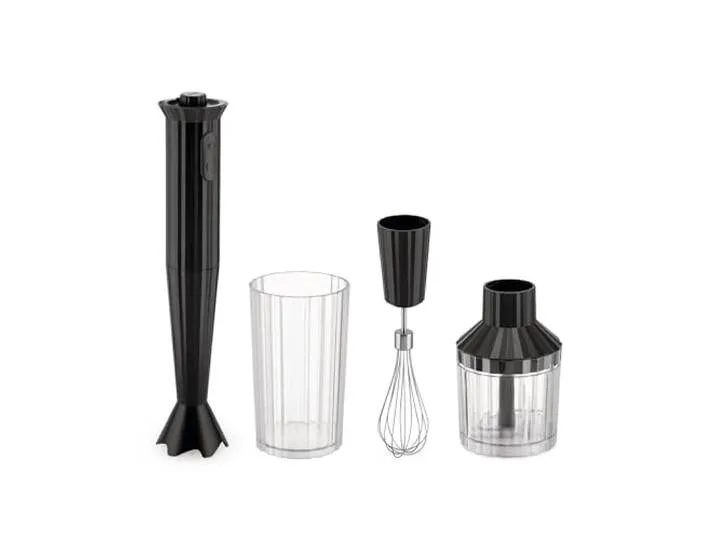 Plissé MDL10S B - Mixeur Plongeant Design avec Bécher Gradué\, Fouet et Broyeur\, en Résine Thermoplastique\, Prise Européenne 500W\, Noir de Alessi – photo du produit