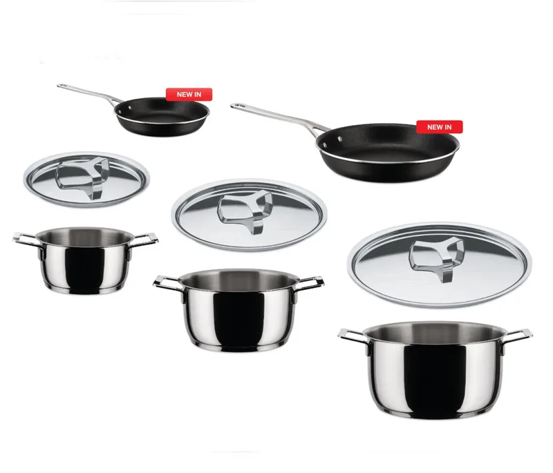 Pots&Pans-Pannenset-Met Deksels-8-Delig by Alessi in Glanzend rvs – product photo