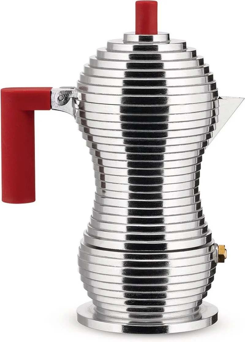 Pulcina Percolator 3 kops rood by Alessi in Zilver – product photo