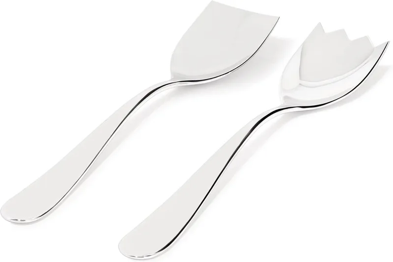 Saladebestek Nuovo Milano - 5180/14 - Ontworpen door Ettore Sottsass - Hoogwaardig 18/10 Roestvrij Staal - Elegant en Tijdloos Design - Vaatwasserbestendig - Ideaal voor het Serveren van Salades​ van Alessi in Zilver – productfoto