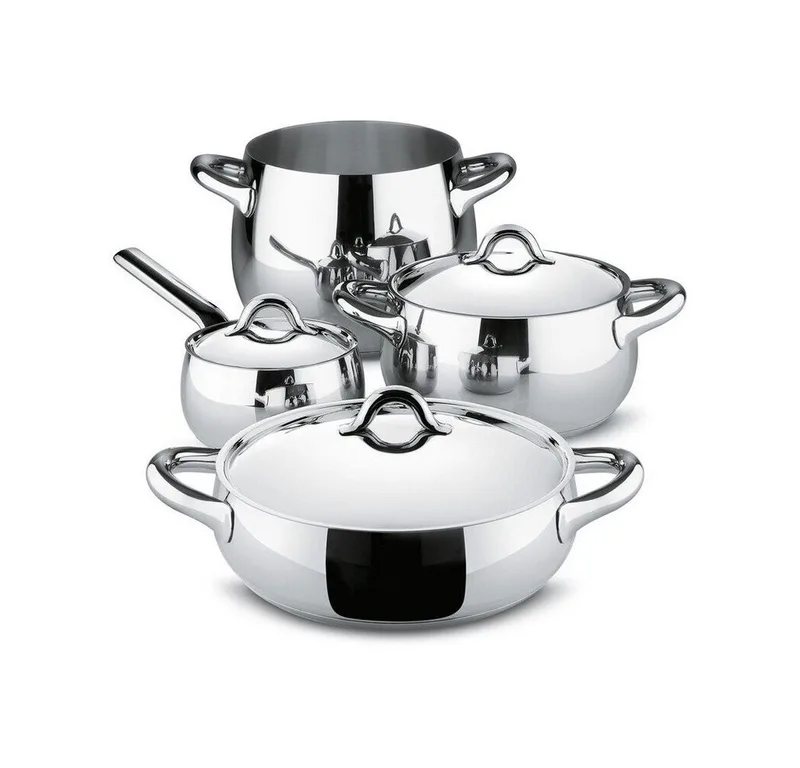 Topf-Set Topf-Set 7-tlg. Mami edelstahl, Edelstahl (Gläserset, 1-tlg., 2x Sektglas), 18/10 Edelstahl, Ø20cm, spülmaschinenfest by Alessi in Silberfarben – product photo